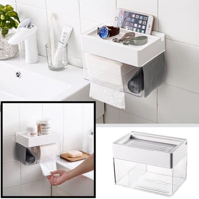 Hangende Toiletrolhouder - Tissuehouder met Leg plankje en GSM sleuf - Wc Rollen - Papier - Tissue's -Toiletrolhouder