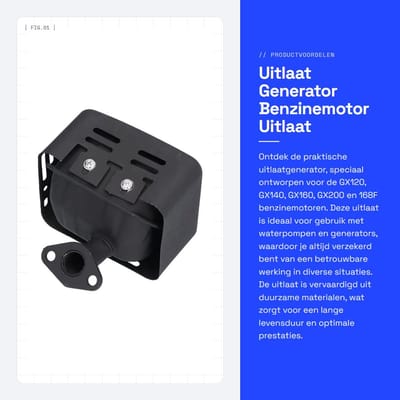 Dailygoods- Uitlaat Generator - Geschikt voor GX120/GX140/GX160/GX200/168F - 2"/3"/4" Benzinemotor - Waterpomp - Zwart - Uitlaatdemper
