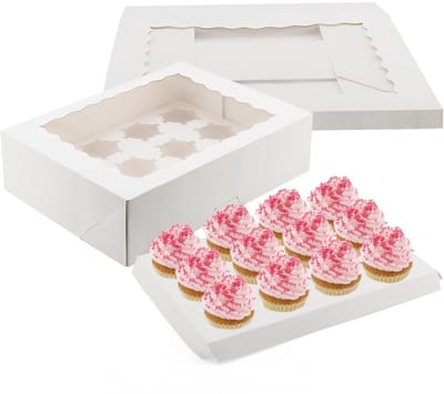 18-Pack 12 Holes Witte Cupcake Dozen met Vensters, Ideaal voor Taartjes, Koekjes en Gebak