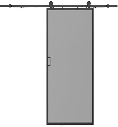 Vente-unique Schuifdeur met ophangsysteem - Aluminium en gerookt gehard glas - H205 x B93 cm - LINCI II