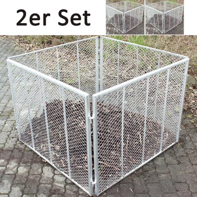 TRUTZHOLM Metalen Composteerbak Set van 2 - 100x100x80cm Thermisch Verzinkt - Strekmetaal Tuincomposteerbak Snelcomposteerder