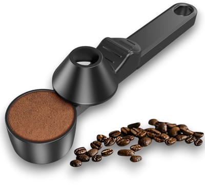 Koffielepel - Schuifbare koffielepel - Trechter - Lekvrije ronde lepel - Koffieaccessoire - Zwart - Geschikt voor het opscheppen van koffiepoeder, melkpoeder en theebladeren - Zwart - 19,5*4,1*5 cm