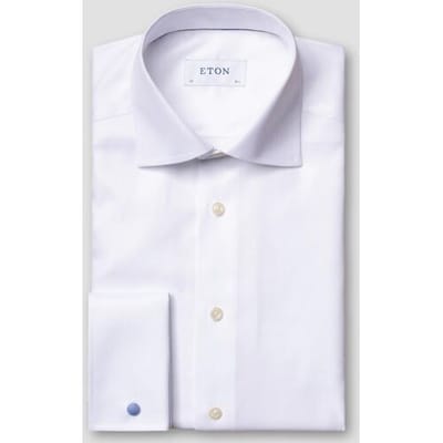 Eton Overhemd Rich Texture Twill French Cuffs Cutaway Collar Wit / male