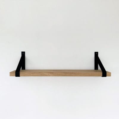 GoudmetHout® Wandplank Industrieel - 60 x 25 cm Muurplank - Eiken Hout - Decoratie Wandrek & Boekenrek - Hangplank Keuken - Wall Shelf + 2 Mat Zwarte Plankdragers van Staal