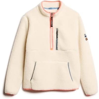 Superdry Outdoor Fleece met Halve Rits Crème Grootte: 38