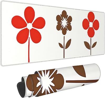 XXL Muismat Bloem - Grote Bureaumat - Gaming en Werk - Anti-rafel randen - 160x80cm - Wit