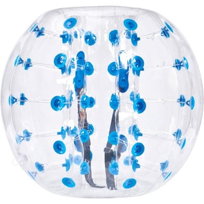 VEVOR Opblaasbare Bump Ball Bumper Shock Ball 1 stuk 1,2 m x 1,03 m Menselijke botsingsbal PVC Body Bubble Bounce Ball voor buitenactiviteiten Transparante + blauwe stippen Opblaasbare bumperbal