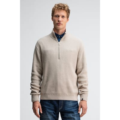 Butcher of Blue Galway Half Zip Lt. Sand Size: S | Sweaters Outlet | Heren | Beige