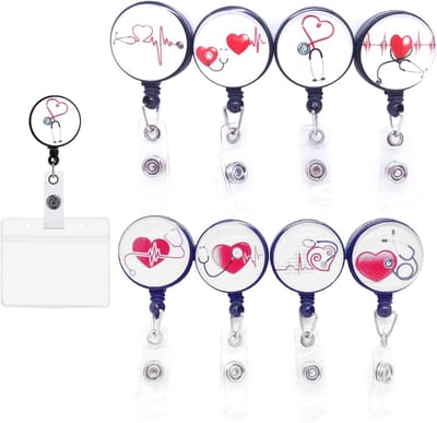 Badge Reel Houder - ID-kaarthouder Set - Identificatie Tonen - 360 Graden Draaibaar - 8 Stuks - Zwart