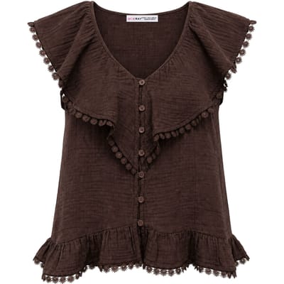 Katoenen V-hals Mouwloze Blouse