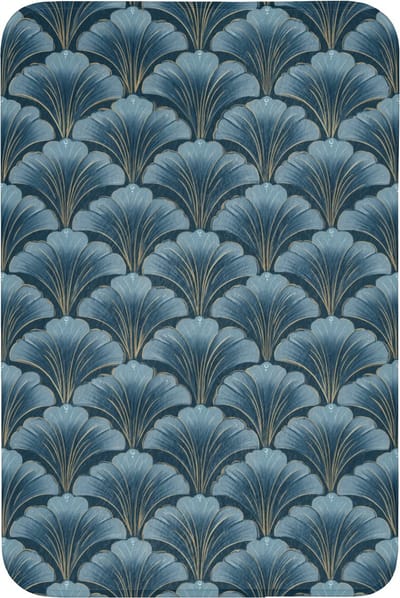 Badmat 60x90 cm - Antislip - Patroon - Ginkgoblad - Blauw - Badmatten voor badkamer - Badkamermat - Douchemat - Badkamer mat