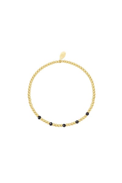 Bijoutheek Armband (Sieraad) elastic staal vierkanten steel balls kralen Zwart