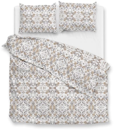 Zohome Dekbedovertrek Fausto - Deken - Dekbed - Grijs - 100% Katoen - Ornamenten - 240x220 + 2 slopen 60/70 cm