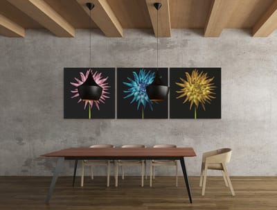 Drieluik Canvas Schilderij Kleurrijke Bloemen – Luxe en Stijlvolle Muurdecoratie - 3x30x30 cm