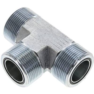 UN 1-11/16''-12 Buitendraad Verzinkt Stalen T-stuk ORFS 250 Bar - Hydrauliek - FL3T-M-EZ-111U