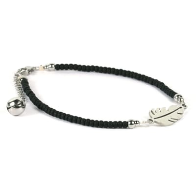 Heaven Eleven - dames - Enkelbandjes - glas - zwart - 1mm - verstelbaar 23cm + 4cm