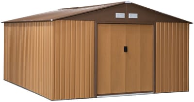 Grote Tuinschuur 22 m³ Weerbestendig met Schuifdeuren - Bruin