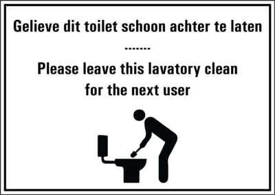 Laat het toilet schoon achter tekstbord 148 x 210 mm
