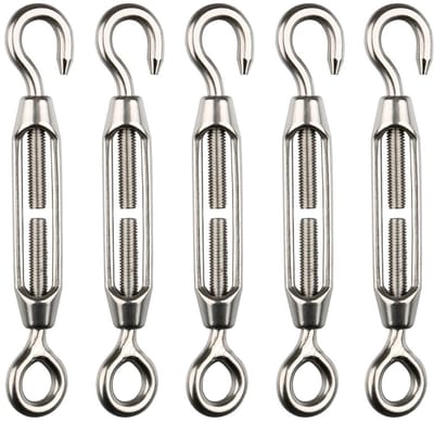 Store_7 - 5x M4 Rvs Spanschroef Haak en Oog Draad Kabel Touw Spanner Zeef Set - Heavy Duty - Multi-functioneel - Duurzaam materiaal - Voor huis...