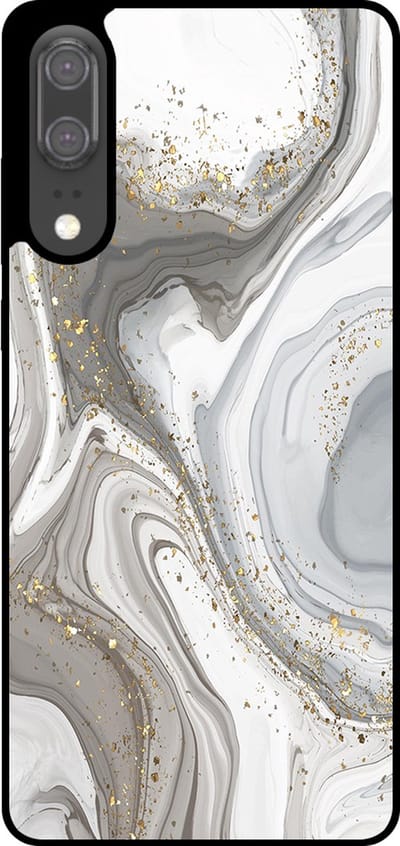 Smartphonica Telefoonhoesje Geschikt voor Huawei P20 met marmer opdruk - TPU backcover case marble design - Zilver geschikt voor Huawei P20