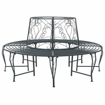 vidaXL - Boom - Bank - 8-Aantal - zitplaatsen - Ø - 160 - x - 89 - cm - Staal - Zilvergrijs