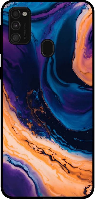 Smartphonica Telefoonhoesje voor Samsung Galaxy M21 marmer look - backcover marmer hoesje - Blauw geschikt voor Samsung Galaxy M21