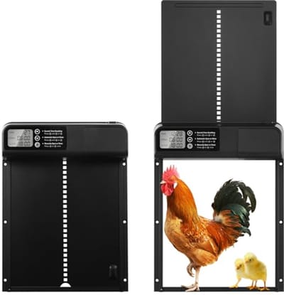 Dibaful Aluminum Automatische kippenklep, elektrisch, waterdicht, winterbestendig met timer, automatische deuropener, elektrische automatische kippendeur, kippendeur, intelligente klembeveiliging