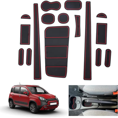 Non-slip rubberen matten voor Fiat Panda City Cross/Hybrid 2021-2025, accessoires voor console en deurseams, perfect voor bescherming en stijl