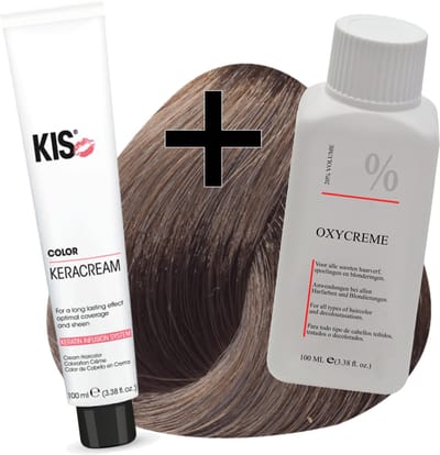 KIS haarverfset - 8A Licht asblond  - haarverf & waterstofperoxide