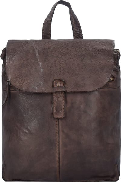 HAROLD'S Leren Vrije tijd rugzak Rugzak Submarine City Backpack Brown Donkerbruin