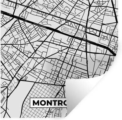 Muurstickers - Sticker Folie - Frankrijk - Montrouge - Stadskaart - Plattegrond - Kaart - 100x100 cm - Plakfolie - Muurstickers Kinderkamer - Zelfklevend Behang XXL - Zelfklevend behangpapier - Stickerfolie