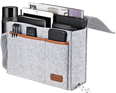 Nachtkastorganizer - Bank opberger - Bank relaxen - Stabiel beker vak - 31 x 22 cm - Lichtgrijs