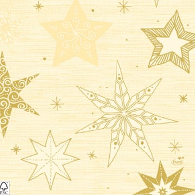 Kerst servet beige met gouden sterren - crème - 50 stuks - 33*33