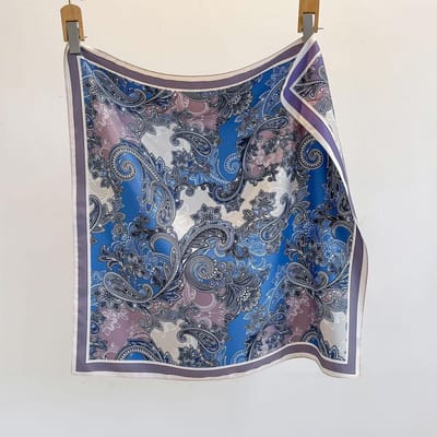 1 Stuks Luxe Imitatie Zijde Vierkante Sjaal Dames Dubbelzijdig Paisley Print Neckerchief Bandana's Foulard Haarbanden Sjaals Wraps gray