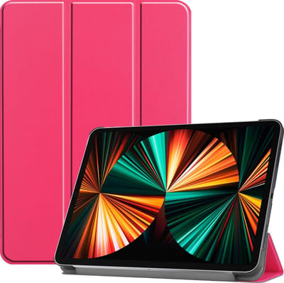 Hoes - Geschikt voor Apple iPad Pro (2021) - 11 inch - 3e generatie - Dun & Stevig - Trifold Bookcase - Hard Cover - Hardcover Book Case - Tablet Hoesje - Donkerroze