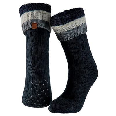 Apollo - Huissokken heren met vacht - Anti slip - Blauw - One size - Fluffy sokken - Slofsokken - Huissokken anti slip - Huisokken - Warme sokken heren