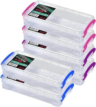 Set van 6 Kleine Opbergdozen met Vergrendelbare Deksel - Plastic Dozen voor Pennen, Sleutels en Kleine Onderdelen