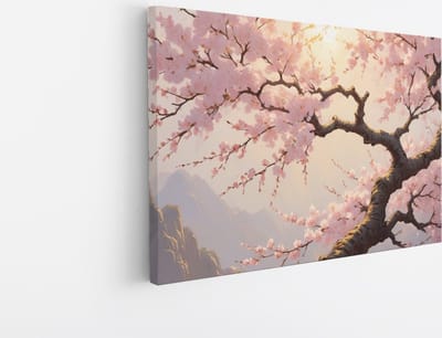 Saammp Canvas Schilderij - Roze bomen in zonsondergang - Abstract - 30x20 - Foto op canvas - Wanddecoratie - Muurdecoratie Woonkamer - Kantoor Decoratie