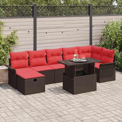 vidaXL - Tuinbank - Set - 8 - st - Bruin - poly - rattan