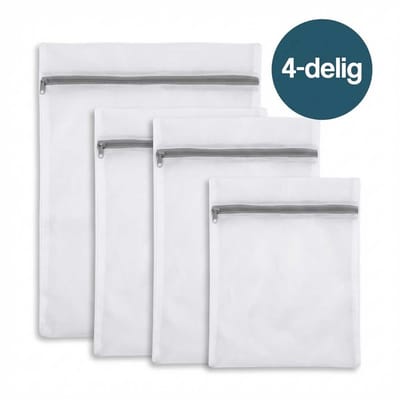 DIVERZA Waszakken Set 4-delig – Waszak voor Wasmachine – Beschermt Kleding – Fijnmazig Gaas – Met Ritssluiting – 1 Groot 2 Middel 1 Klein – Wit
