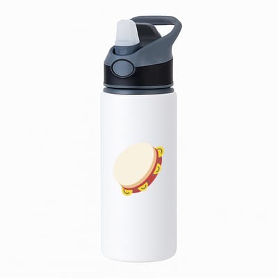 Hacebo® - Tamboerijn waterfles met rietje zwart - Drum - Tamboerijn spelers - Muzikant - slaginstrument - trommel - water fles - 650ML