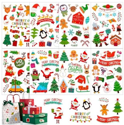 Zelfklevende Kerststickers - 114 Stuks voor Cadeaus en Decoraties