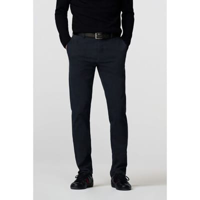 Meyer Broek Bonn Subtle Check Flat-Front Organic Cotton Blend Navy / male