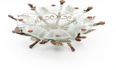 Decoratie Schaal - Glas - Bronskleurig - 34x34x9cm