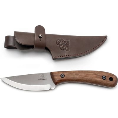 BeaverCraft BSH7 Wild Harvest – Carbon Steel Bushcraftmes met Walnotenhouten Handvat en Leren Schede