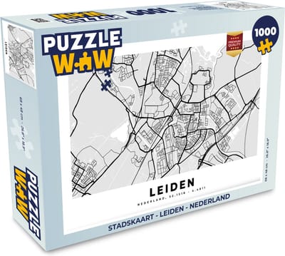Puzzel Stadskaart - Leiden - Nederland - Legpuzzel - Puzzel 1000 stukjes volwassenen - Plattegrond