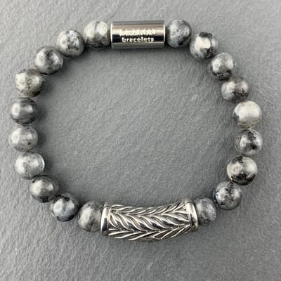 Dragon Bracelets Heren Armband - Royal Viking - Grijs Zwart - Labradoriet Natuursteen