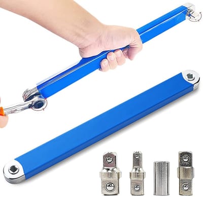 BRENZOOS - Pro Offset Extension Wrench Set - Multifunctionele Sleutelset - Blauw - Geschikt voor Kleine Ruimtes - Offset Sleutel - Hoogwaardige Gere...