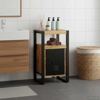 vidaXL - Badkamerkast - met - plank - Bruin - 40 - x - 35 - x - 75 - cm - Massief - Mango - Hout