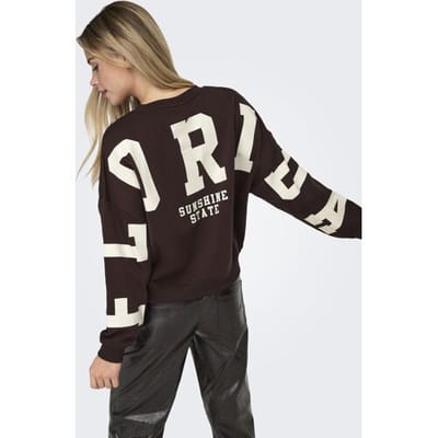 Only bordeaux dames trui   Ronde hals   Regular fit   Tekst patroon   Duurzaam   Lange mouw Bordeaux XS